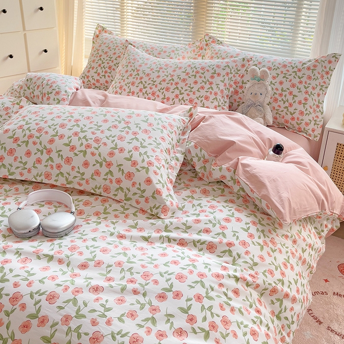 91家纺网 家纺一手货源 找家纺 大柏树 2025新款全棉13376印花四件套系列（可定制）-床单四件套 春晴