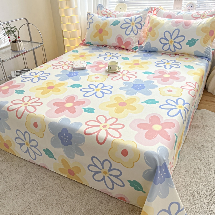 91家纺网 家纺一手货源 找家纺 涵宸家纺 2024新款全棉小清新印花单品套件--单床单 床单-爱恋