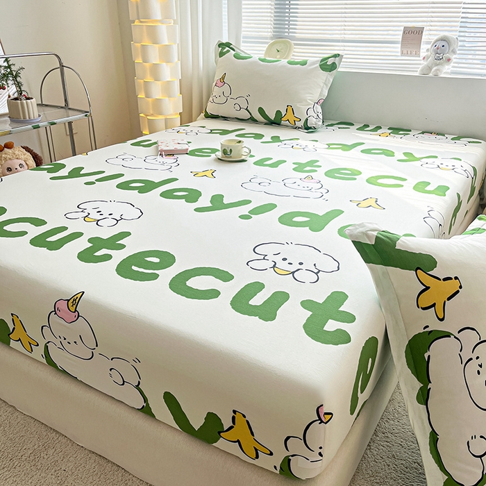 91家纺网 家纺一手货源 找家纺 涵宸家纺 2024新款全棉小清新印花单品套件--单床笠 床笠-萌宝宝