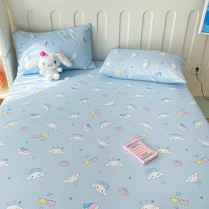 91家纺网 家纺一手货源 找家纺 博雅 2024新款三丽鸥正版授权全棉活性印花单床笠 甜心玉桂狗