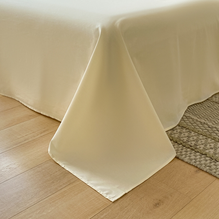 91家纺网 家纺一手货源 找家纺 芊寻家居 2024新款13372全棉纯色四件套无印良品风简约套件 中灰-米黄