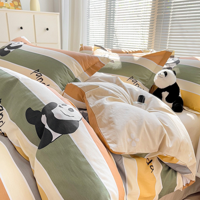 91家纺网 家纺一手货源 找家纺 大柏树 2025新款全棉13376印花四件套系列（可定制）-床单四件套 功夫熊