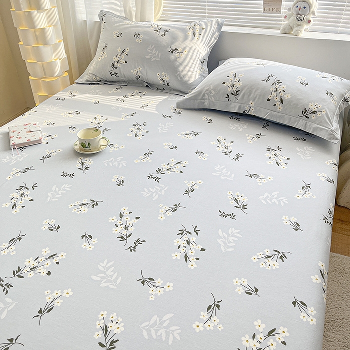 91家纺网 家纺一手货源 找家纺 涵宸家纺 2024新款全棉小清新印花单品套件--单床笠 床笠-那年花开