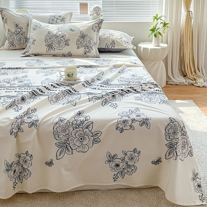 91家纺网 家纺一手货源 找家纺 涵宸家纺 2024新款全棉小清新印花单品套件--单床单 床单-安曼