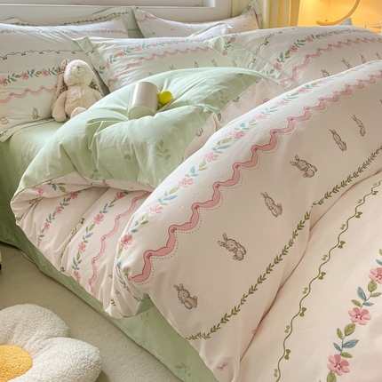 91家纺网 家纺一手货源 找家纺 （总）涵宸家纺 2024新款全棉小清新印花单品套件--单被套