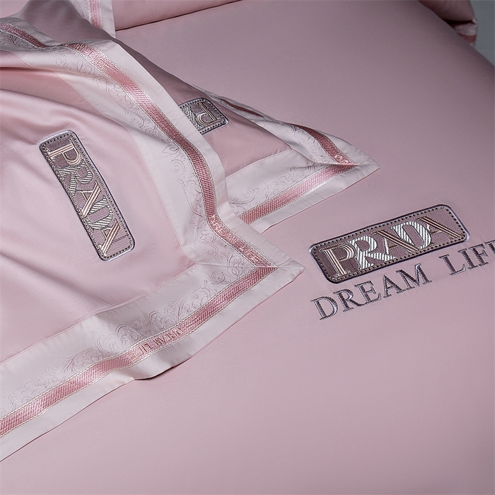 91家纺网 家纺一手货源 找家纺 高大尚婚庆馆  2025春夏新品长绒棉高端绣花四件套-卡洛拉 卡洛拉-落樱粉