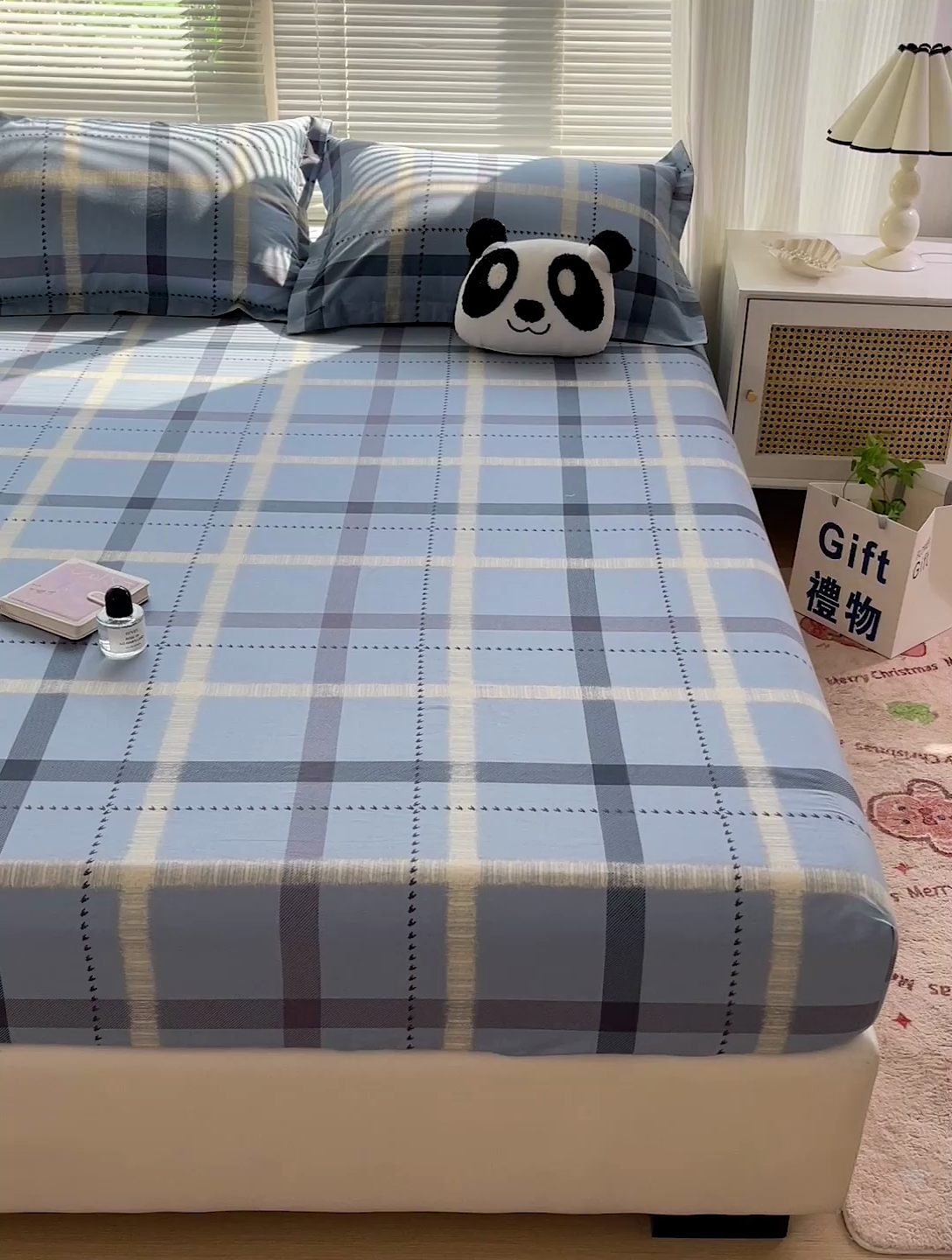 91家纺网 家纺一手货源 找家纺 大柏树 2025新款全棉13376印花四件套系列（可定制）-单床笠 卡洛塔-蓝