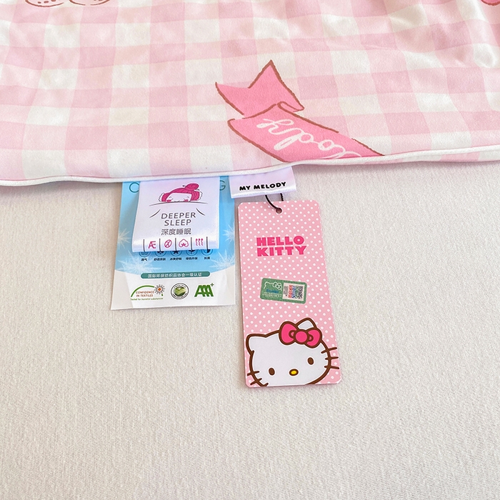 91家纺网 家纺一手货源 找家纺 DS-2025新款儿童卡通三丽鸥正版授权A类针织棉夏被系列 粉格美乐蒂