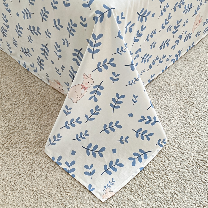 91家纺网 家纺一手货源 找家纺 涵宸家纺 2024新款全棉小清新印花单品套件--单床单 床单-兔影