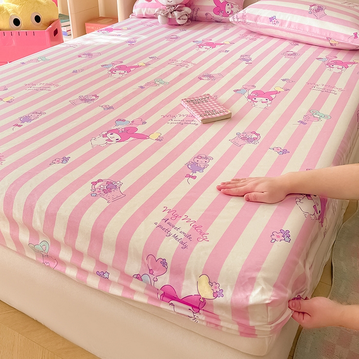 91家纺网 家纺一手货源 找家纺 博雅 2024新款三丽鸥正版授权全棉活性印花单床笠 气球美乐蒂