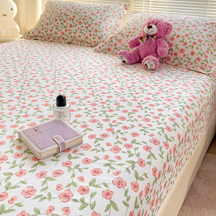 91家纺网 家纺一手货源 找家纺 大柏树 2025新款全棉13376印花四件套系列（可定制）-单床笠 春晴