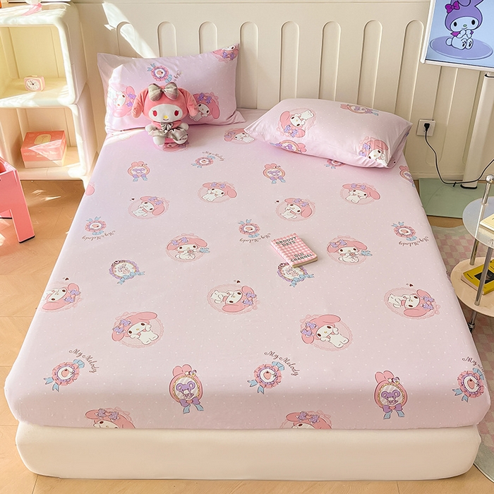 91家纺网 家纺一手货源 找家纺 博雅 2024新款三丽鸥正版授权全棉活性印花单床笠 少女美乐蒂