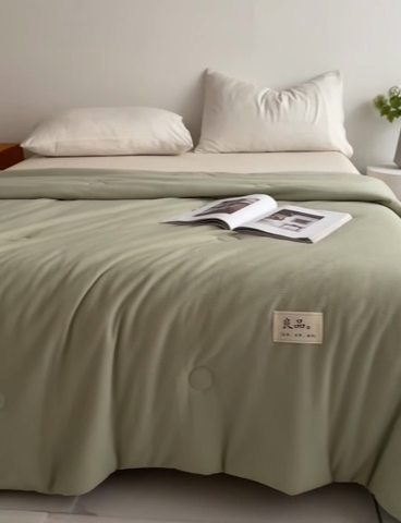 91家纺网 家纺一手货源 找家纺 慕尚家纺 2025新款针织棉华夫格夏被 华夫格 湖绿