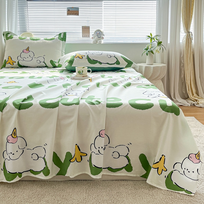 91家纺网 家纺一手货源 找家纺 涵宸家纺 2024新款全棉小清新印花单品套件--单床单 床单-萌宝宝