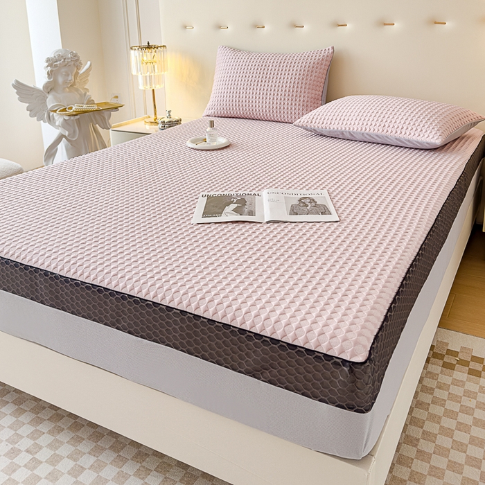 91家纺网 家纺一手货源 找家纺 邦妮家纺 2024新款A类凉感丝床笠凉席床垫30公分内可用 凉感-粉