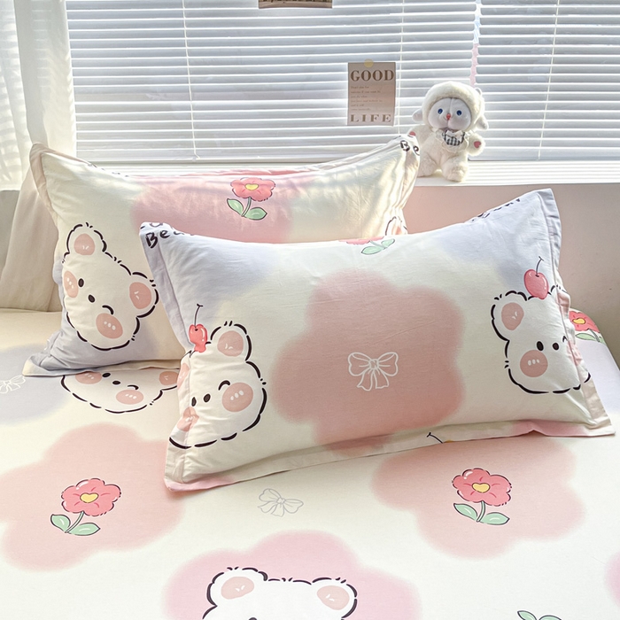 91家纺网 家纺一手货源 找家纺 涵宸家纺 2024新款全棉小清新印花单品套件--单枕套 枕套-萌萌彩