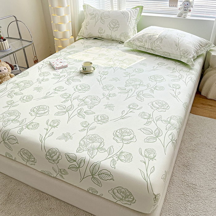 91家纺网 家纺一手货源 找家纺 涵宸家纺 2024新款全棉小清新印花单品套件--单床笠 床笠-晚风吟