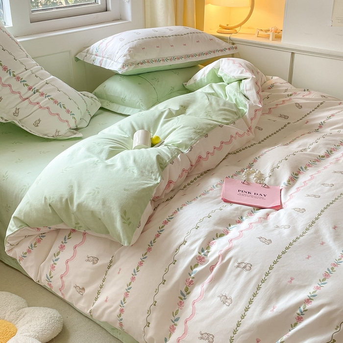 91家纺网 家纺一手货源 找家纺 涵宸家纺 2024新款全棉小清新印花单品套件--单被套 辛德瑞拉