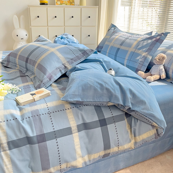 91家纺网 家纺一手货源 找家纺 大柏树 2025新款全棉13376印花四件套系列（可定制）-床单四件套 卡洛塔-蓝