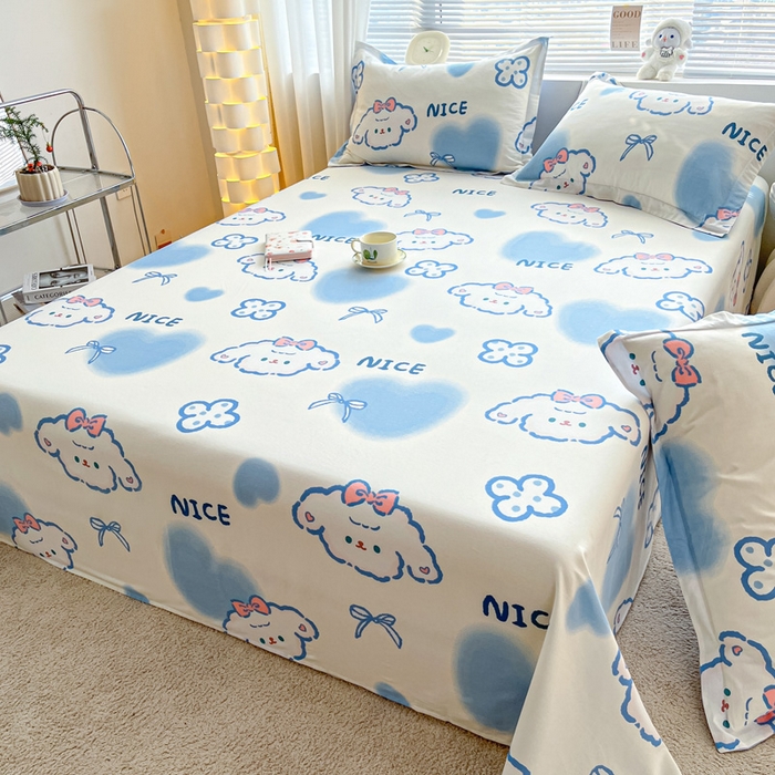 91家纺网 家纺一手货源 找家纺 涵宸家纺 2024新款全棉小清新印花单品套件--单床单 床单-玉桂兔