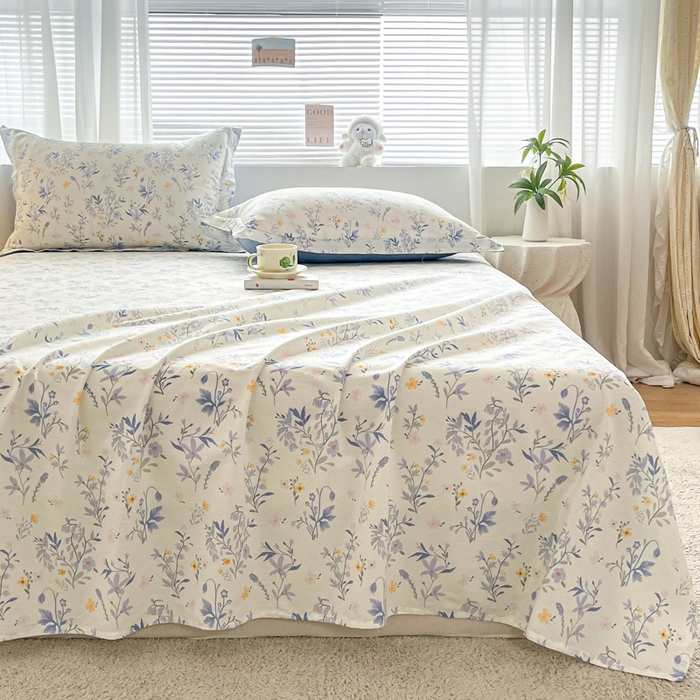 91家纺网 家纺一手货源 找家纺 涵宸家纺 2024新款全棉小清新印花单品套件--单床单 床单-云梦泽