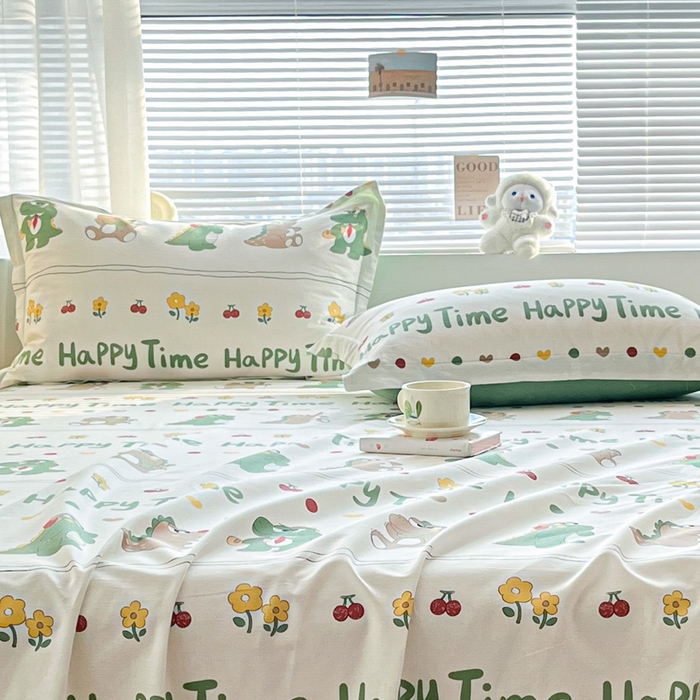 91家纺网 家纺一手货源 找家纺 涵宸家纺 2024新款全棉小清新印花单品套件--单枕套 枕套-功夫龙仔