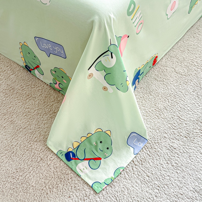 91家纺网 家纺一手货源 找家纺 涵宸家纺 2024新款全棉小清新印花单品套件--单床单 床单-龙游记