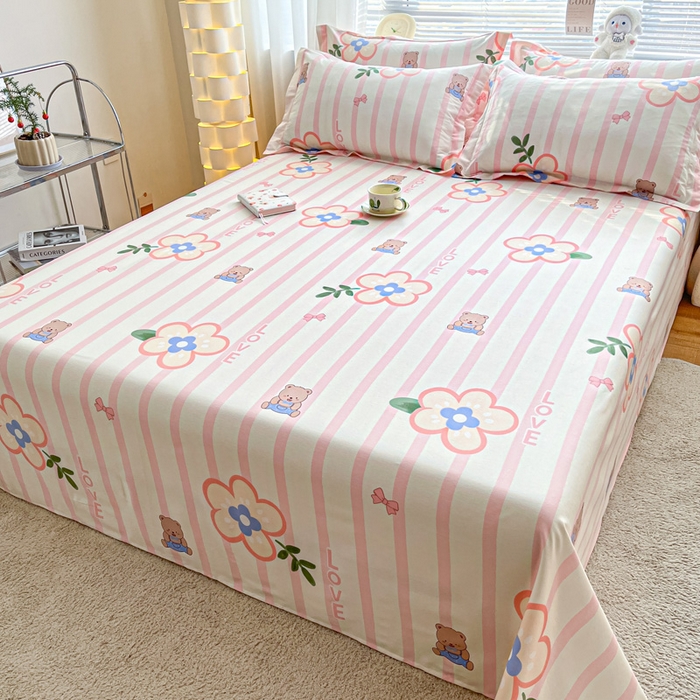 91家纺网 家纺一手货源 找家纺 涵宸家纺 2024新款全棉小清新印花单品套件--单床单 床单-弗洛斯