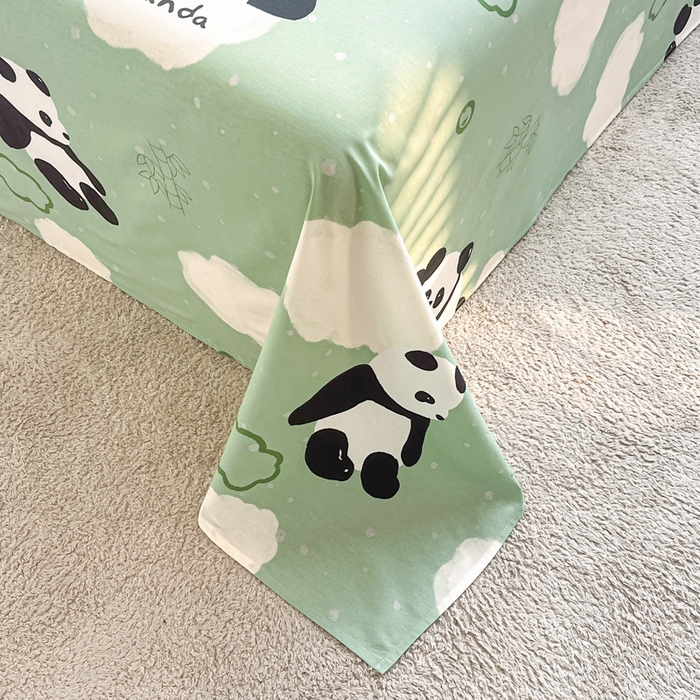 91家纺网 家纺一手货源 找家纺 涵宸家纺 2024新款全棉小清新印花单品套件--单床单 床单-云影熊