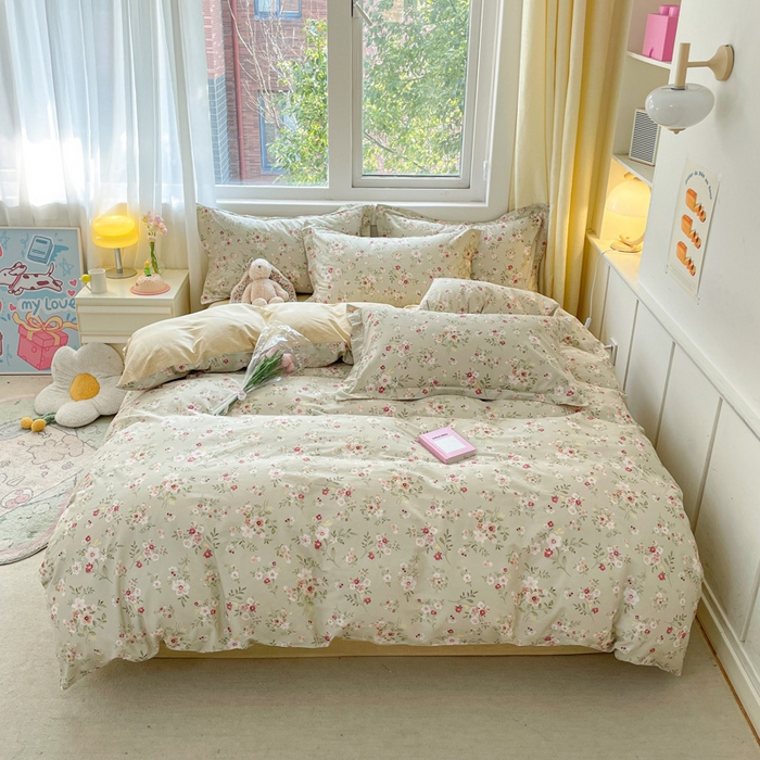 91家纺网 家纺一手货源 找家纺 涵宸家纺 2024新款全棉小清新印花单品套件--单被套 浅香