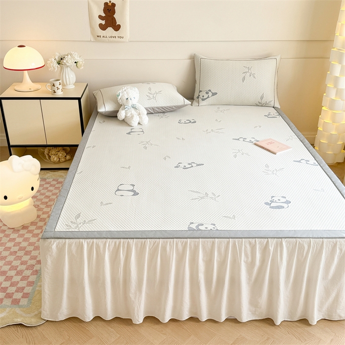 91家纺网 家纺一手货源 找家纺 慕尚家纺 2025新款卡通凉豆豆凉感冰丝席凉席 床席款-小熊猫