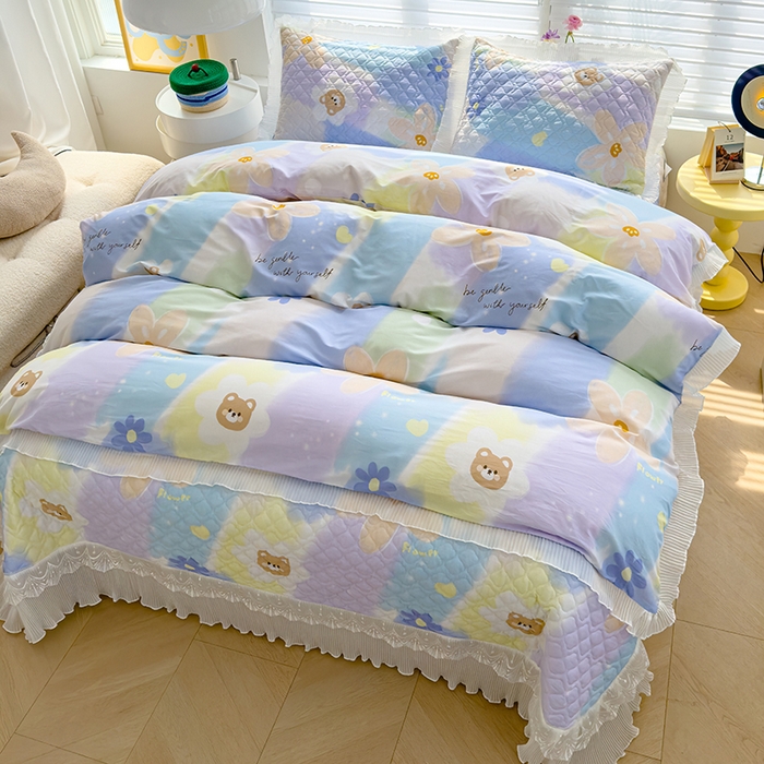 91家纺网 家纺一手货源 找家纺 冬然 2023新款全棉床盖纯棉床盖夹棉床单全棉床单纯棉床单油彩画