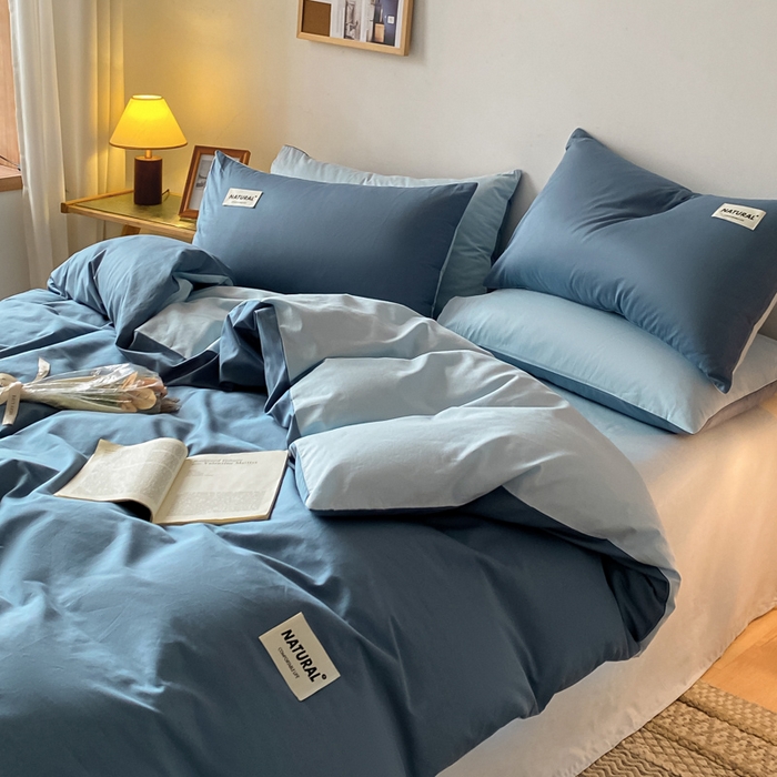 91家纺网 家纺一手货源 找家纺 （总）芊寻家居 2024新款13372全棉纯色四件套无印良品风简约套件