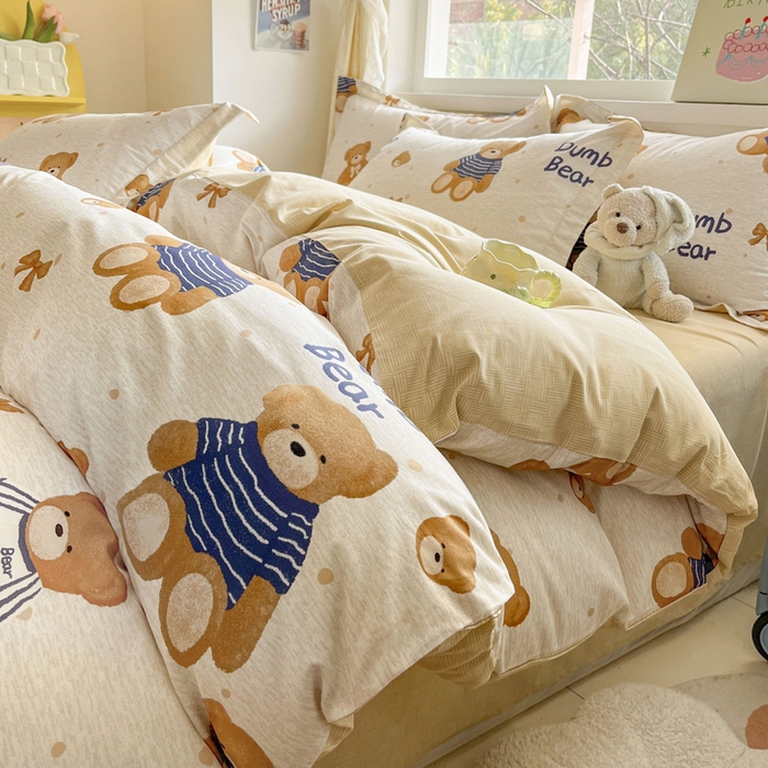 91家纺网 家纺一手货源 找家纺 涵宸家纺 2024新款全棉小清新印花单品套件--单被套 布偶熊