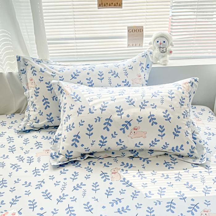 91家纺网 家纺一手货源 找家纺 涵宸家纺 2024新款全棉小清新印花单品套件--单枕套 枕套-兔影