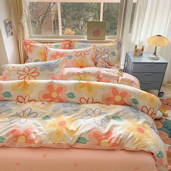 91家纺网 家纺一手货源 找家纺 涵宸家纺 2024新款全棉小清新印花单品套件--单被套 爱恋