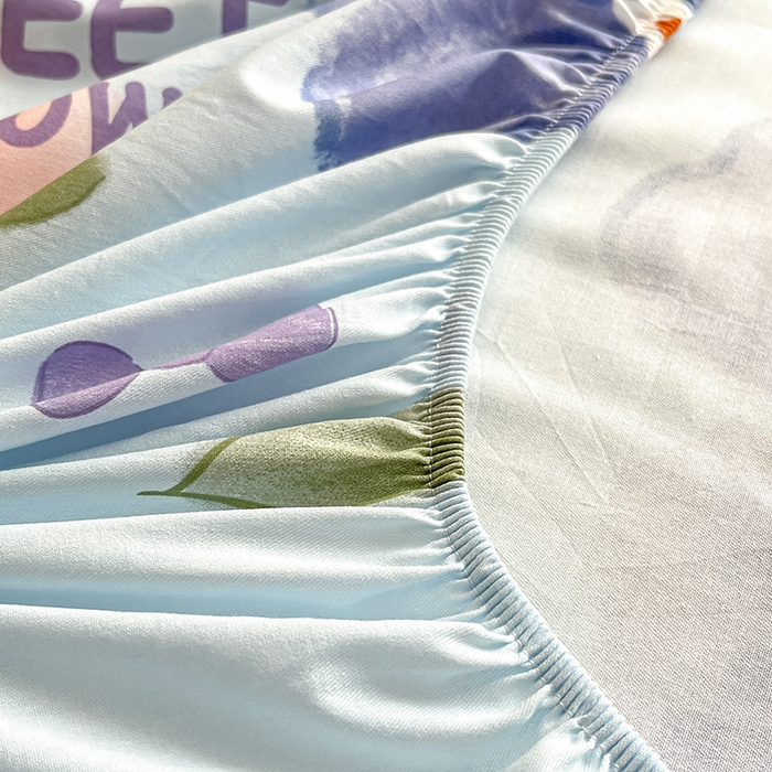 91家纺网 家纺一手货源 找家纺 涵宸家纺 2024新款全棉小清新印花单品套件--单床笠 床笠-花季