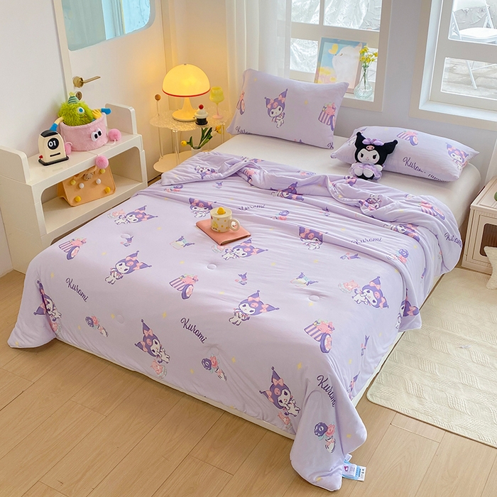 91家纺网 家纺一手货源 找家纺 DS-2025新款儿童卡通三丽鸥正版授权A类针织棉夏被系列 糖果库洛米