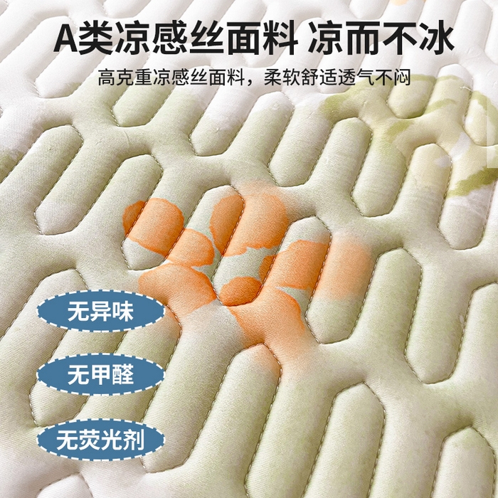 91家纺网 家纺一手货源 找家纺 布卢姆床垫 2025新款A类凉感丝数码印花小版乳胶凉席5mm 彩色花园