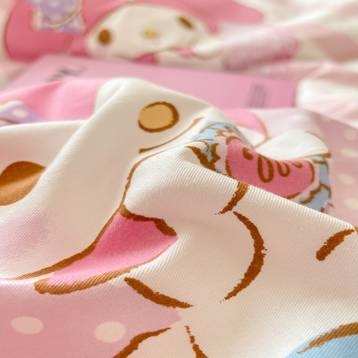 91家纺网 家纺一手货源 找家纺 博雅 2024新款全棉三丽鸥AB版活性印花四件套 甜甜美乐蒂