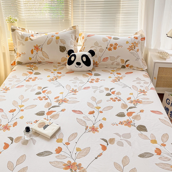 91家纺网 家纺一手货源 找家纺 大柏树 2025新款全棉13376印花四件套系列（可定制）-单床笠 浅花悠悠