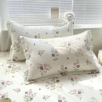 91家纺网 家纺一手货源 找家纺 （总）涵宸家纺 2024新款全棉小清新印花单品套件--单枕套