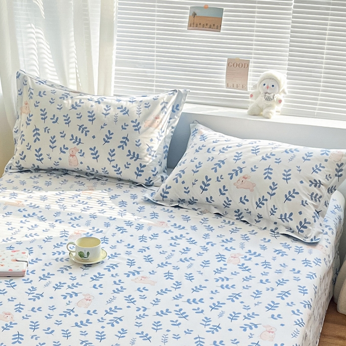 91家纺网 家纺一手货源 找家纺 涵宸家纺 2024新款全棉小清新印花单品套件--单枕套 枕套-兔影