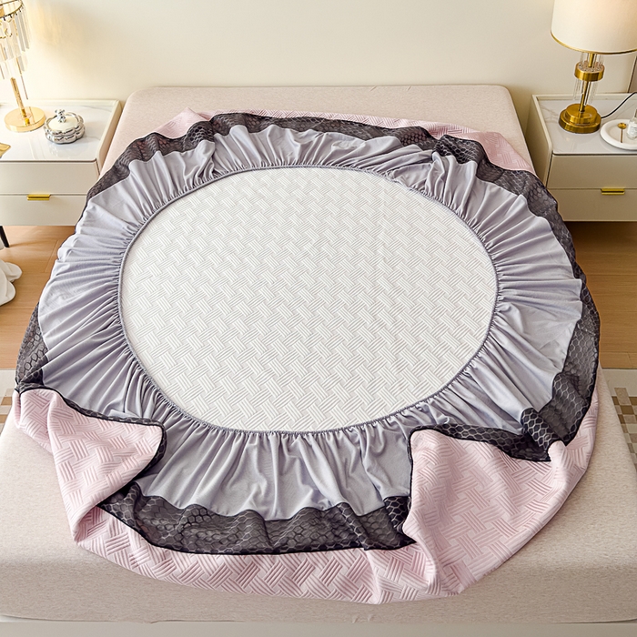 91家纺网 家纺一手货源 找家纺 邦妮家纺 2024新款A类凉感丝床笠凉席床垫30公分内可用 梦幻-粉