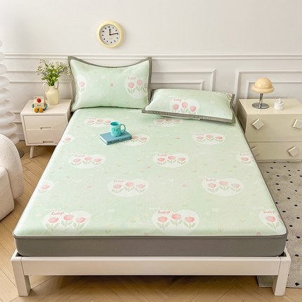 91家纺网 家纺一手货源 找家纺 大元 2025新款数码印花冰藤席系列 -冰藤床笠 花梦