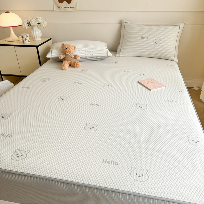 91家纺网 家纺一手货源 找家纺 慕尚家纺 2025新款卡通凉豆豆凉感冰丝席凉席 床笠款-小熊