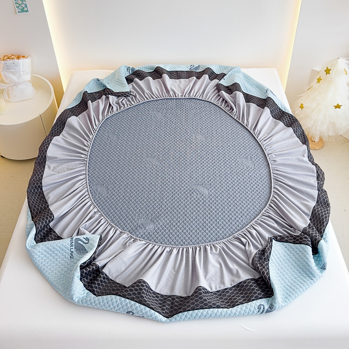 91家纺网 家纺一手货源 找家纺 邦妮家纺 2024新款A类凉感丝床笠凉席床垫30公分内可用 动物乐园-橄榄绿