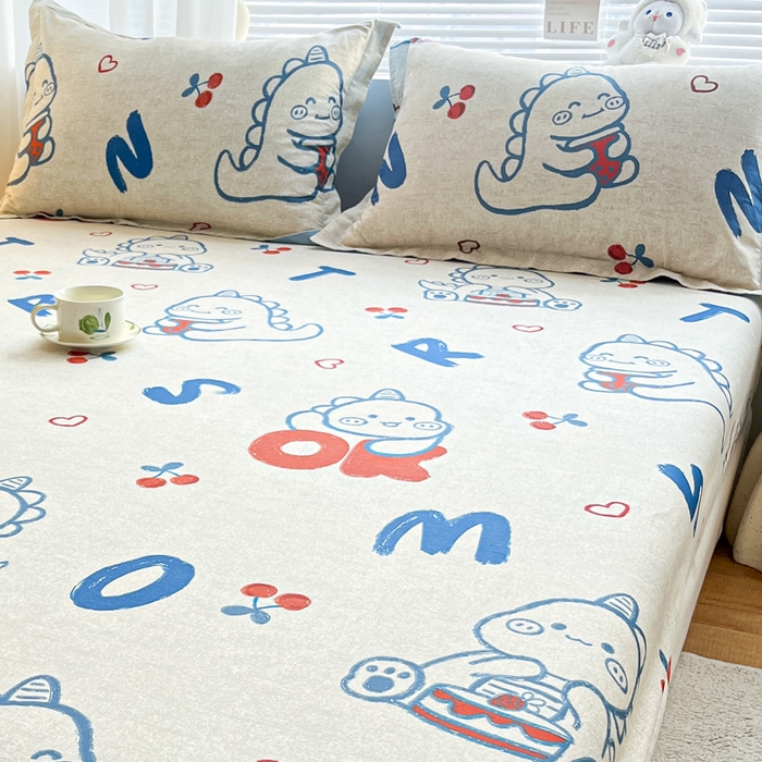 91家纺网 家纺一手货源 找家纺 涵宸家纺 2024新款全棉小清新印花单品套件--单枕套 枕套-皮皮龙