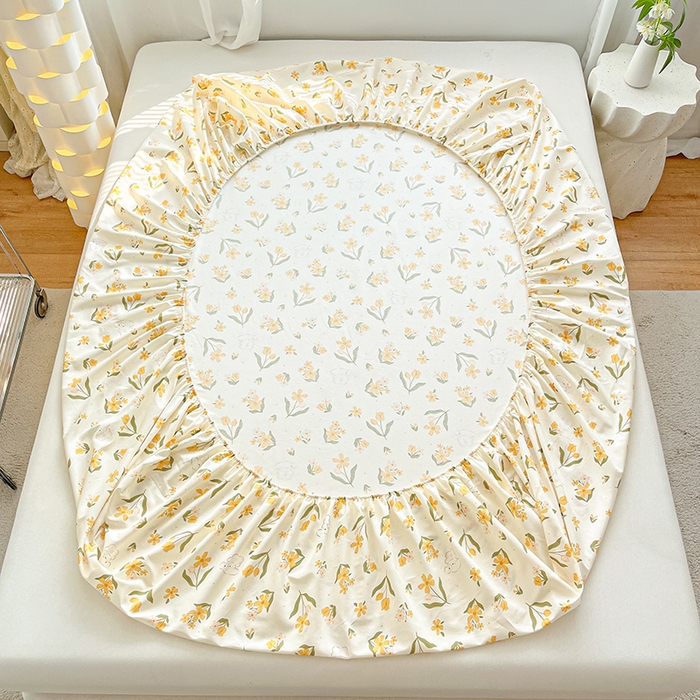 91家纺网 家纺一手货源 找家纺 涵宸家纺 2024新款全棉小清新印花单品套件--单床笠 床笠-菊馨兔