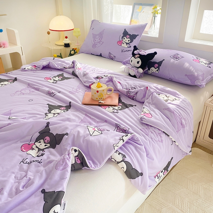 91家纺网 家纺一手货源 找家纺 DS-2025新款儿童卡通三丽鸥正版授权A类针织棉夏被系列 樱桃库洛米